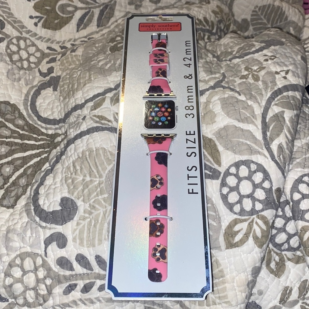 NWT Simply Southern Pink Dog Paw Apple Watch Band fits size 38mm & 42mm 🐾